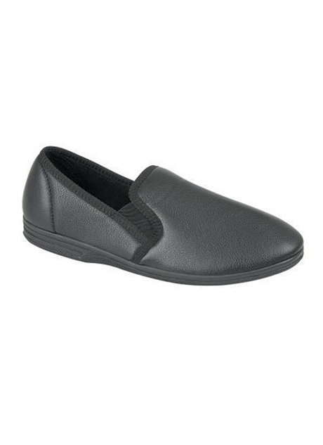 Men s Black Faux Leather Slippers Men s Slippers