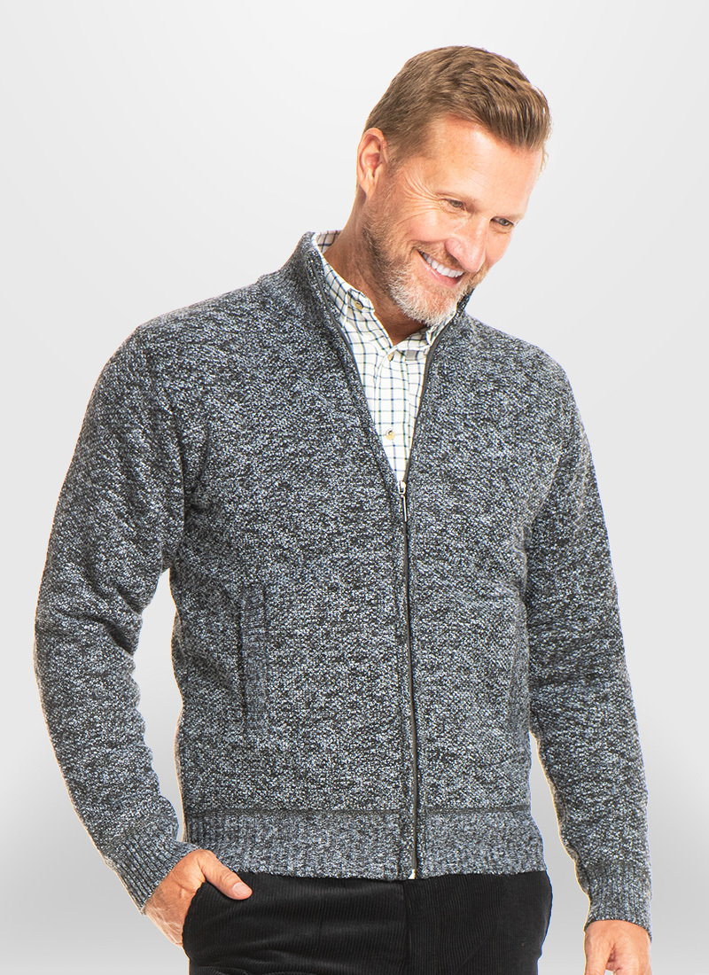 Mens lined sale zip up cardigan