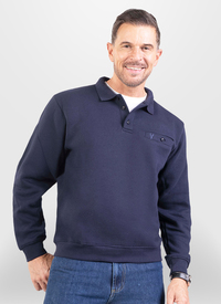 FLEECE LINED LONG SLEEVE POLO SHIRT 