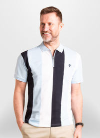 Striped Contrast 1/4 Zip Polo 