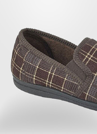 Brown Check Velour Slipper 