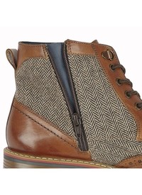 Herringbone Textile/Leather Boots 