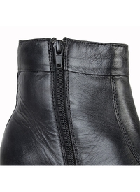 Black Leather Zip Up Pleated Ankle Boots 