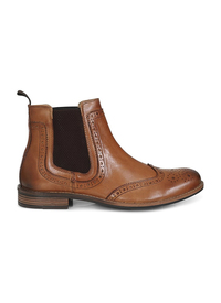 Tan Leather Brogue Twin Gusset Boot 