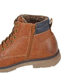 Tan PU 6 Eye Padded Ankle Boot 