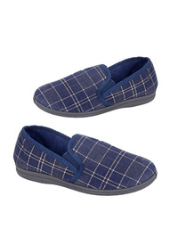 Navy Dale Check Slippers 
