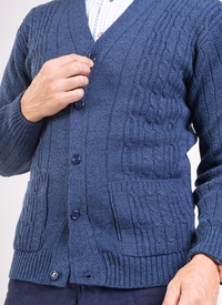 SOFT TOUCH CABLE KNIT BUTTON CARDIGAN 