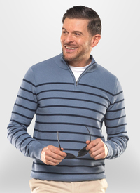 1/4 Zip Long Sleeve Striped Sweater 