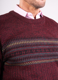 Ribbed Crewneck Jumper with Pattern Deta 