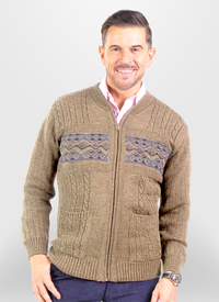 Jacquard Pattern Full Zip Soft Knit Card 