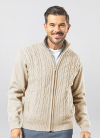 Ripon zip Fleece Cable Knit Cardigan 