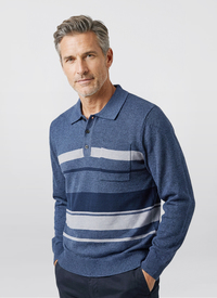 Mens Long-Sleeved Knitted Polo 