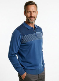 Mens Quarter Zip Long Sleeve Polo 