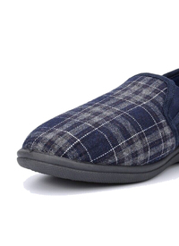 LUXURY FULL SLIPPERS NAVY CHECK 