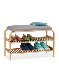 Premium Bamboo Shoe Rack With Cushion Bench