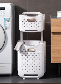Multi Use 2 Tier Laundry Pull Basket With Wheel