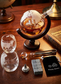 Whiskey Decanter | Globe Shape With Glasses Whiskey Decanter | Globe Shape With Glasses