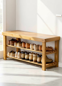 Bamboo Shoe Rack Storage Organiser, Holds 20-25 Pairs Bamboo Shoe Rack Storage Organiser, Holds 20-25 Pairs