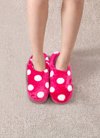 Ladies Hardsole Polka Dot Slippers 