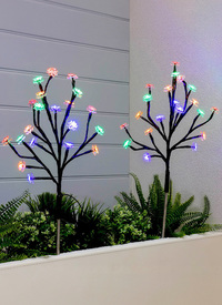 Set of 2 Solar Flower Tree Light