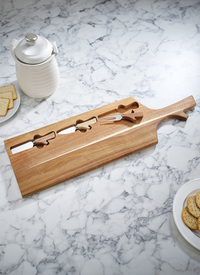 Wooden Cheese Board with Cheese Cutters