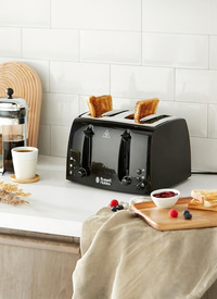 Russell Hobbs 4 Slice Toaster  Extra Wide Textures Black