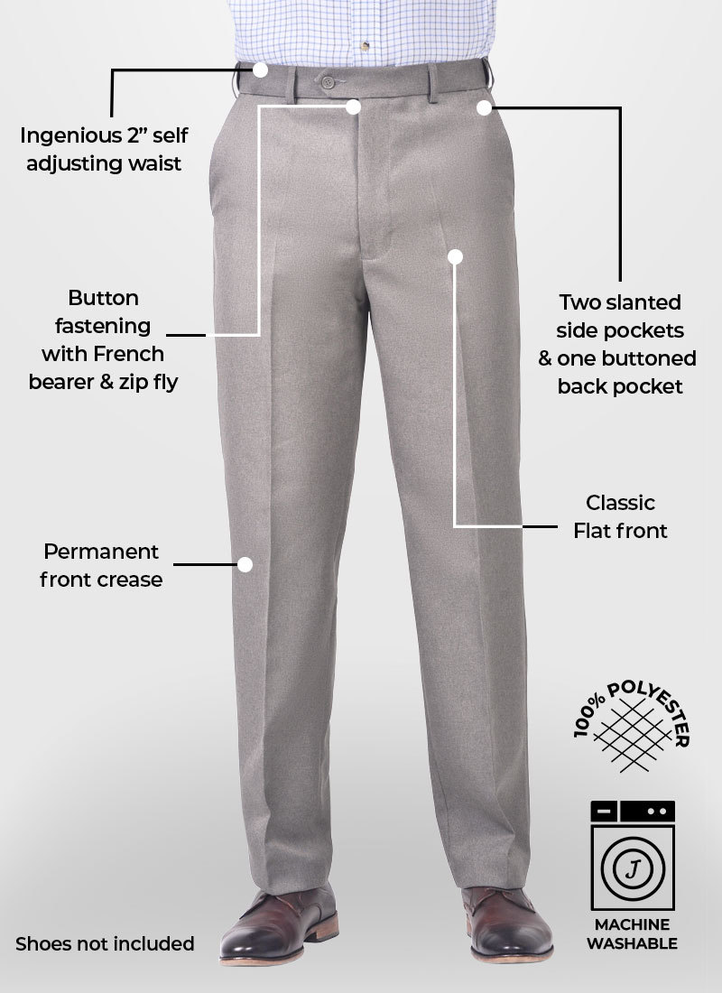 Men's Casual Pants Slacks Adjustable Waist Loop Pleated Suit Pant Retro  Trousers | eBay