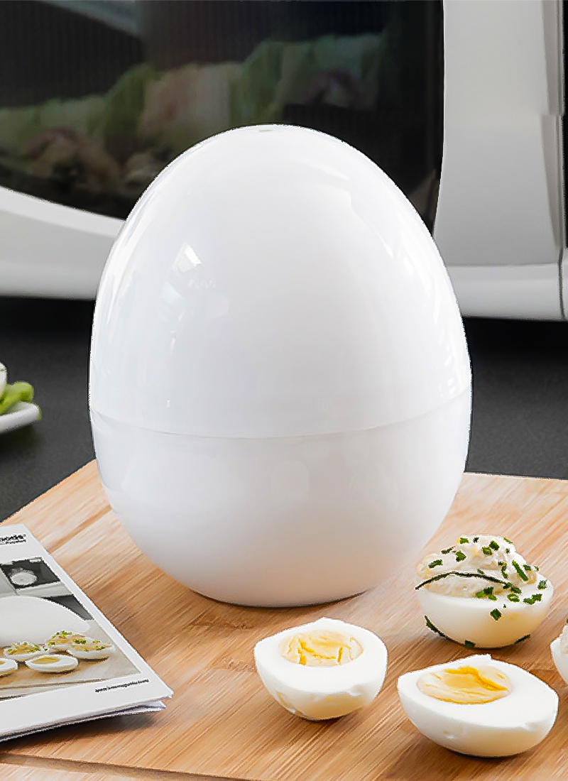 LA TALUS Egg Steamer Practical 4 Eggs Capacity Egg-shaped Simple White  Microwave Egg Boiler for Breakfast White