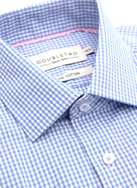 Double Two Long Sleeve Gingham Check Shi 