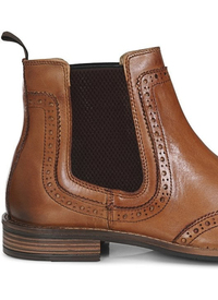 Tan Leather Brogue Twin Gusset Boot 