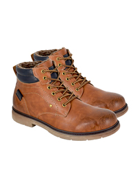Tan PU 6 Eye Padded Ankle Boot Tan PU 6 Eye Padded Ankle Boot