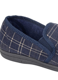 Navy Dale Check Slippers 