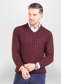 SOFT TOUCH CABLE KNIT V NECK JUMPER 