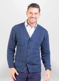 SOFT TOUCH CABLE KNIT BUTTON CARDIGAN 