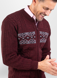 Jacquard Pattern Full Zip Soft Knit Card 