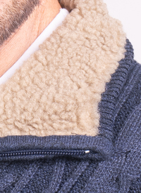 Fleece Sherpa Collar Cable Zip Cardigan Fleece Sherpa Collar Cable Zip Cardigan
