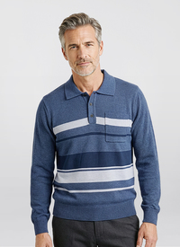 Mens Long-Sleeved Knitted Polo 