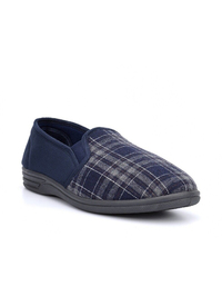 LUXURY FULL SLIPPERS NAVY CHECK 