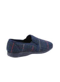 Navy Herringbone Textile Slippers Navy Herringbone Textile Slippers