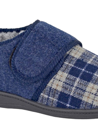 Navy Check Touch Fastening Slippers Navy Check Touch Fastening Slippers