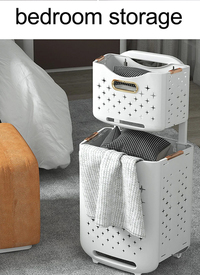 Multi Use 2 Tier Laundry Pull Basket With Wheel