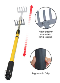 Set of 3 Telescopic Handle Rake, Trowel & Fork