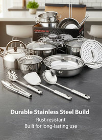 Stainless Steel Pan Set with Glass Lids