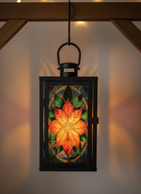 Christmas Glass Lantern | Stained-Glass Style