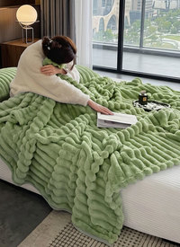 Luxurious Faux Rabbit Fur Throw Blanket 
