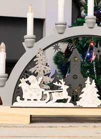 Battery Powered Wooden Festive Candle Bridge