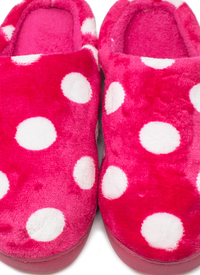 Ladies Hardsole Polka Dot Slippers 