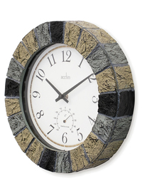 Bowfell' 26cm Slate effect indoor/outdoor wall clock