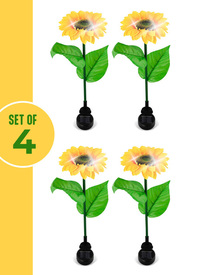 Pack of 4 Solar Powered Sunflower Stake Light