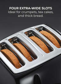 Russell Hobbs 4 Slice Toaster  Extra Wide Textures Black